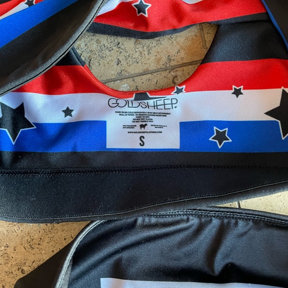 Goldsheep set leggings top bra USA flag patriotic athletic workout yoga sheep - Picture 5 of 5